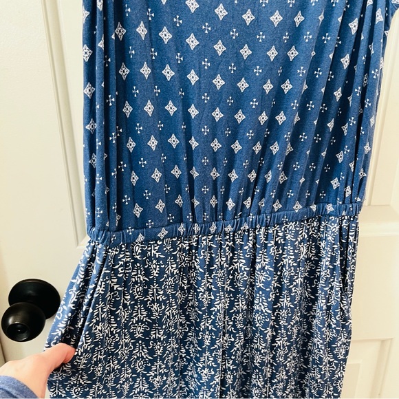 Matilda Jane Blue Colorful Floral Print Lets Go Together Open Road Jumpsuit Maxi - Picture 14 of 14